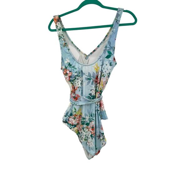 BECCA by Rebecca Virtue Femme Flora One‎ Piece Swimsuit Blue Plus Size 0X - Picture 6 of 11